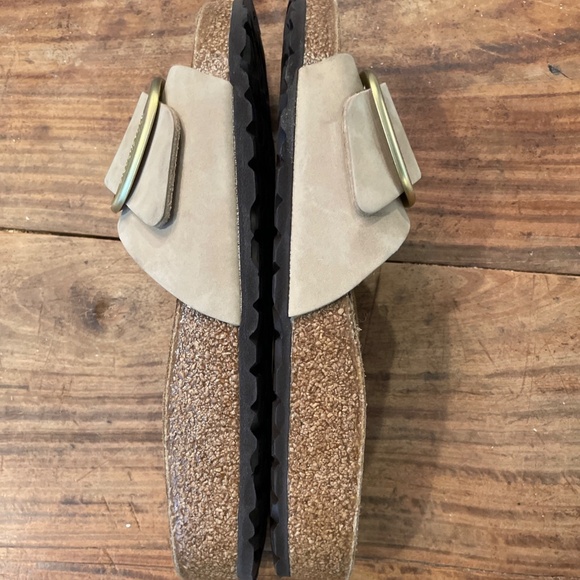 NWOT Birkenstock Madrid Big Gold Buckle Slide , Sandcastle Nubuck , Sz 39 / 9 - Picture 8 of 11
